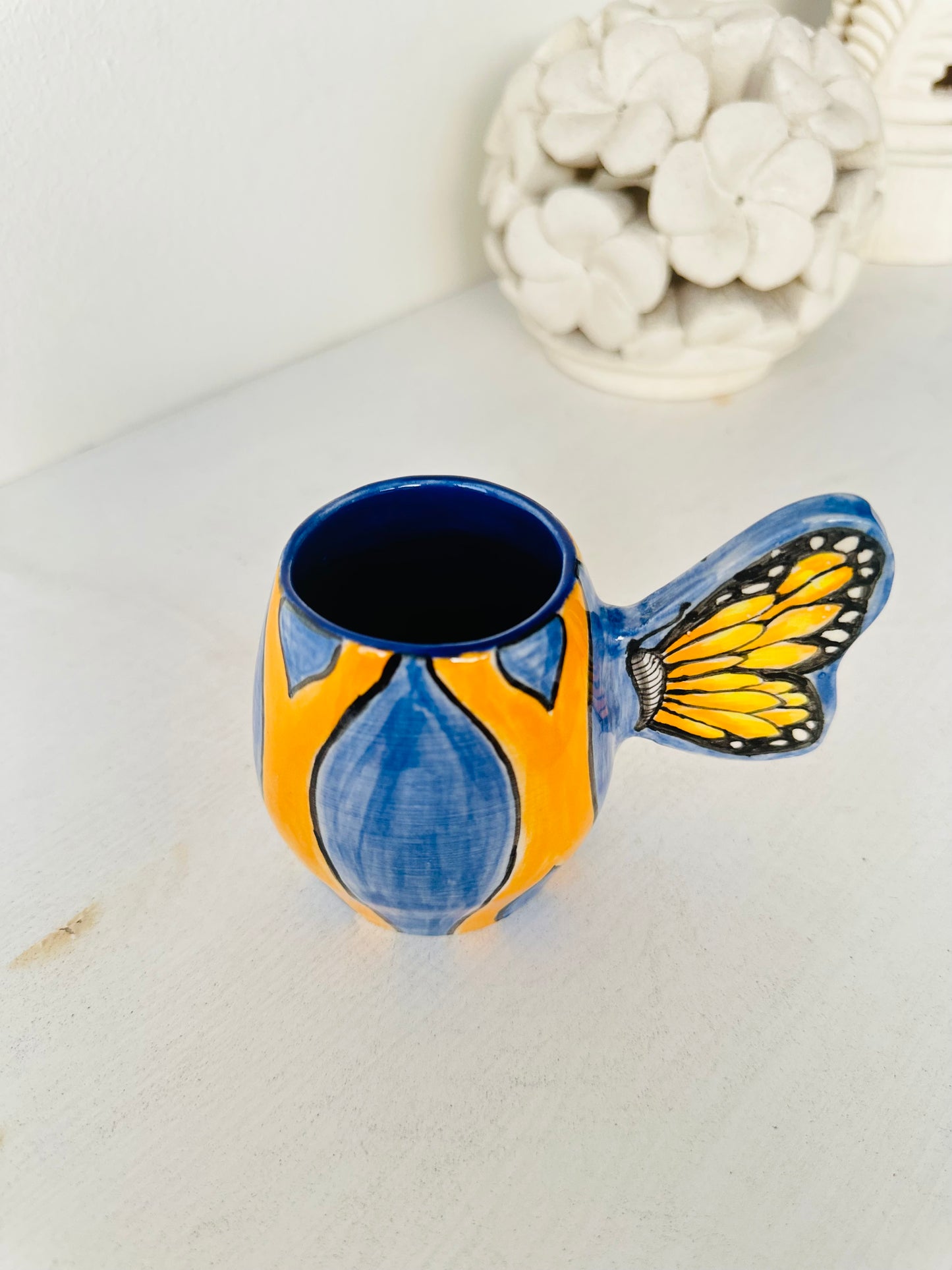 JUST WING IT MUG | Blue Butterfly Wing Handle Mug
