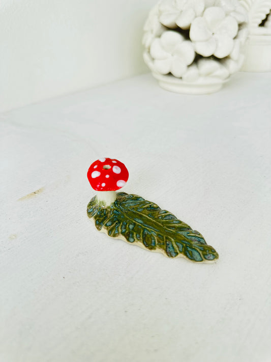 MUSHROOM MEDITATION | Mushroom on a Leaf Incense Stick holder