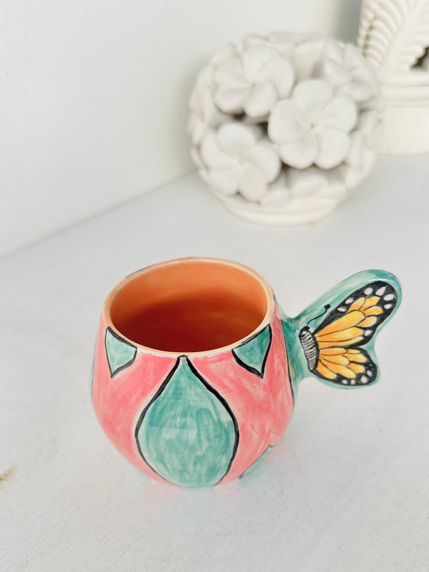 JUST WING IT MUG | Pink Butterfly Wing Handle Mug